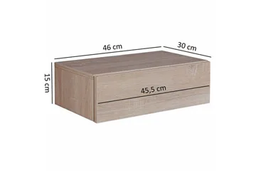 Wohnling Vägghängt Sängbord i Ekutseende med Låda 30 cm - Beige - Möbler - Bord & matgrupper - Avlastningsbord - Sängbord & nattduksbord