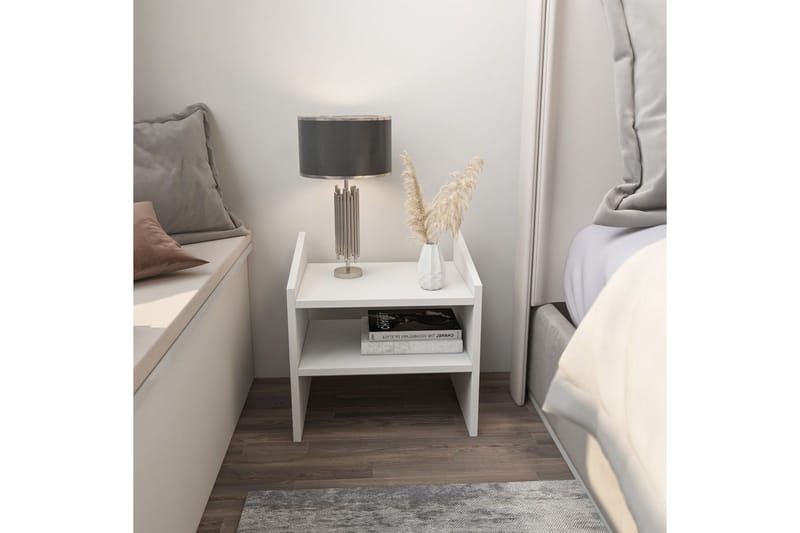 Zalric Sängbord 45 cm - Vit - Möbler - Bord & matgrupper - Avlastningsbord - Sängbord & nattduksbord