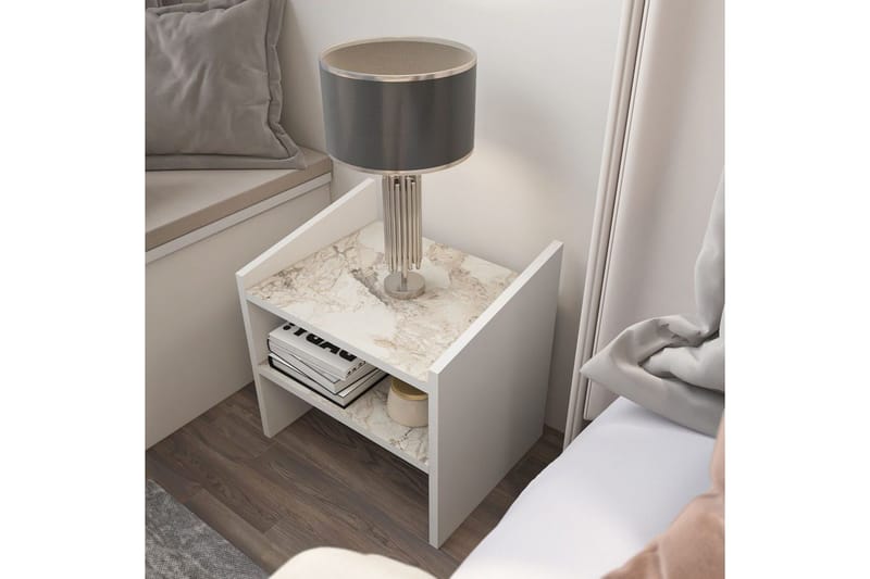 Zalric Sängbord 45 cm - Vit - Möbler - Bord & matgrupper - Avlastningsbord - Sängbord & nattduksbord