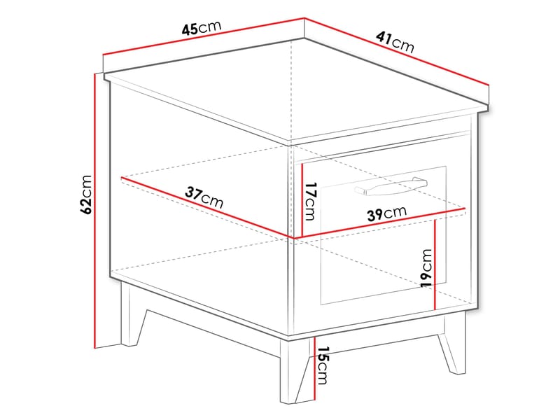 Zeylor Sängbord 45 cm - Möbler - Bord & matgrupper - Avlastningsbord - Sängbord & nattduksbord