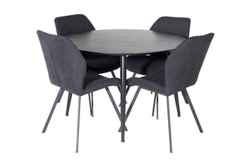 Balisa Matgrupp 115 cm Rund inkl 4 Sumoas Stolar - Svart - Möbler - Bord & matgrupper - Matgrupper