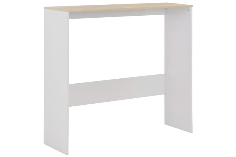 Barbord med 2 bordsskivor vit och ek 130x40x120 cm - Vit - Barbord & ståbord