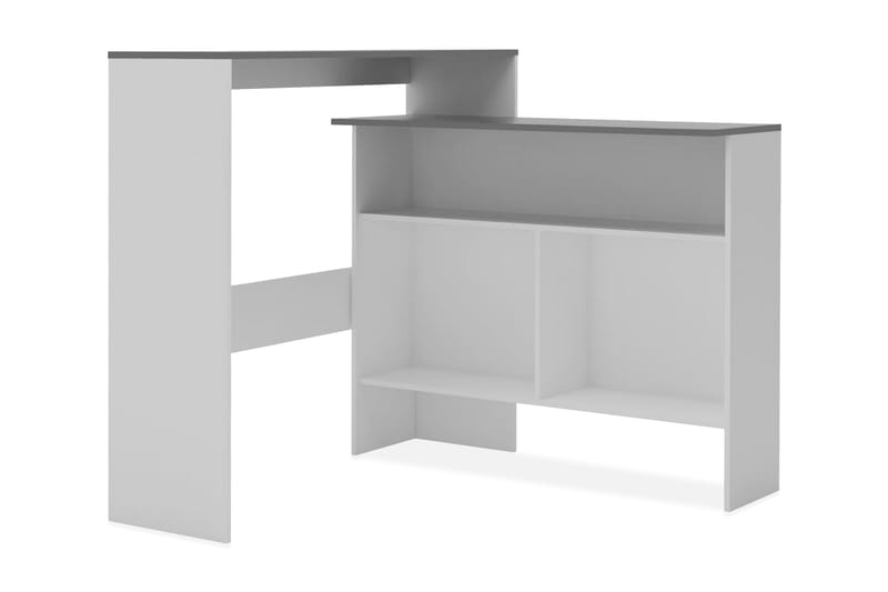 Barbord med 2 bordsskivor vit och grå 130x40x120 cm - Vit - Barbord & ståbord