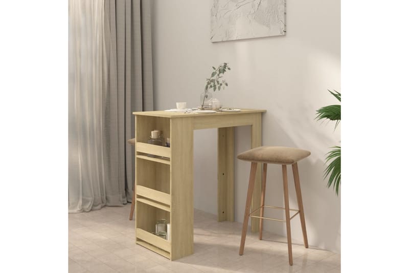 Barbord med förvaringshyllor sonoma-ek 102x50x103,5cm spånsk - Beige - Möbler - Bord & matgrupper - Barbord & ståbord