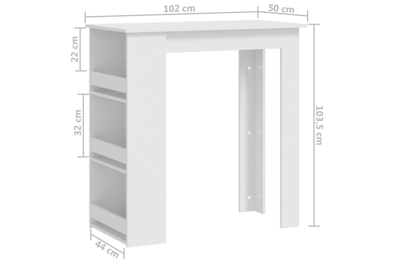 Barbord med förvaringshyllor vit 102x50x103,5 cm spånskiva - Vit - Möbler - Bord & matgrupper - Barbord & ståbord