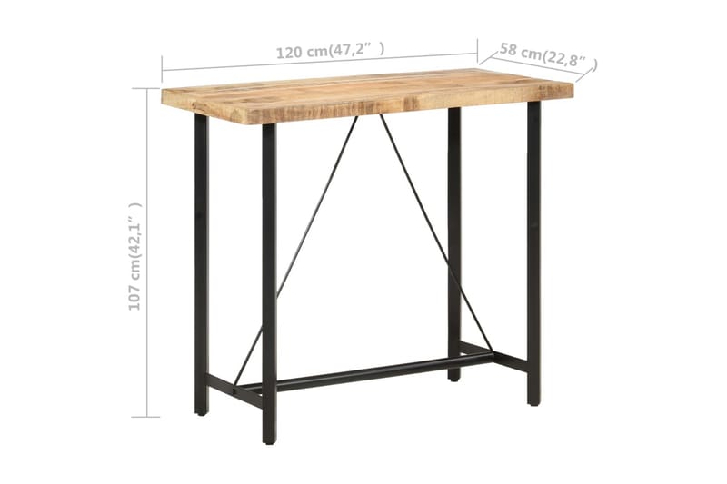 Barbord 120x58x107 cm grovt mangoträ - Brun - Möbler - Bord & matgrupper - Barbord & ståbord