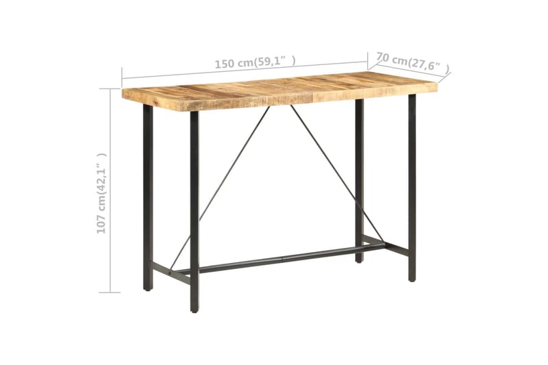 Barbord 150x70x107 cm grovt mangoträ - Brun - Möbler - Bord & matgrupper - Barbord & ståbord