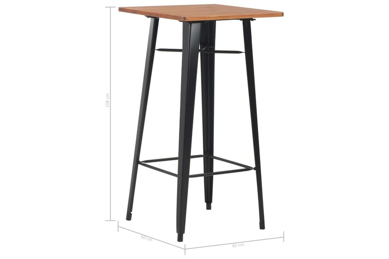 Barbord 60x60x108 cm massiv furu stål svart - Svart - Möbler - Bord & matgrupper - Barbord & ståbord
