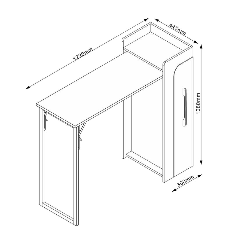 Barbord Hedvig hopfällbar 122x44,5x108 cm - ask/svart - Möbler - Bord & matgrupper - Barbord & ståbord