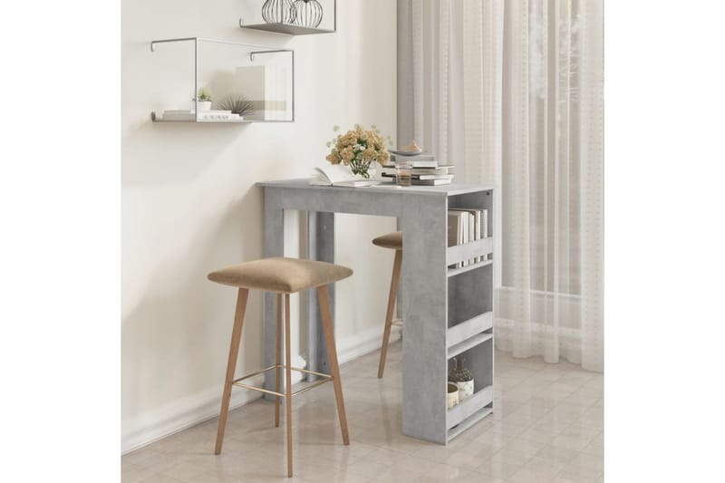 Barbord med förvaringshyllor betonggrå 102x50x103,5 cm spåns - Grå - Möbler - Bord & matgrupper - Barbord & ståbord