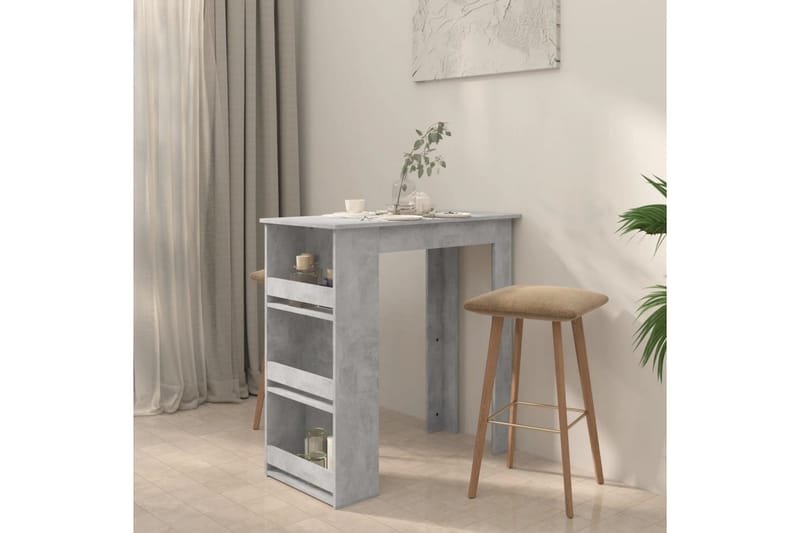 Barbord med förvaringshyllor betonggrå 102x50x103,5 cm spåns - Grå - Möbler - Bord & matgrupper - Barbord & ståbord