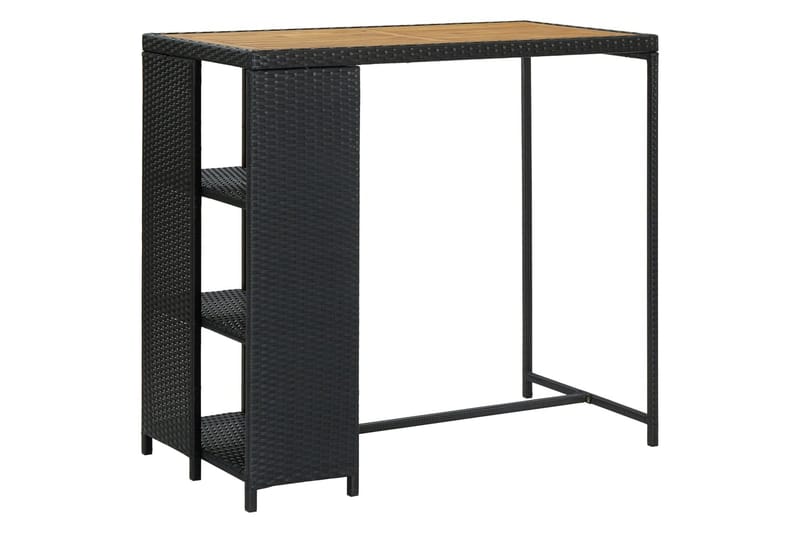 Barbord med förvaringshyllor svart 120x60x110 cm konstrottin - Svart - Möbler - Bord & matgrupper - Barbord & ståbord