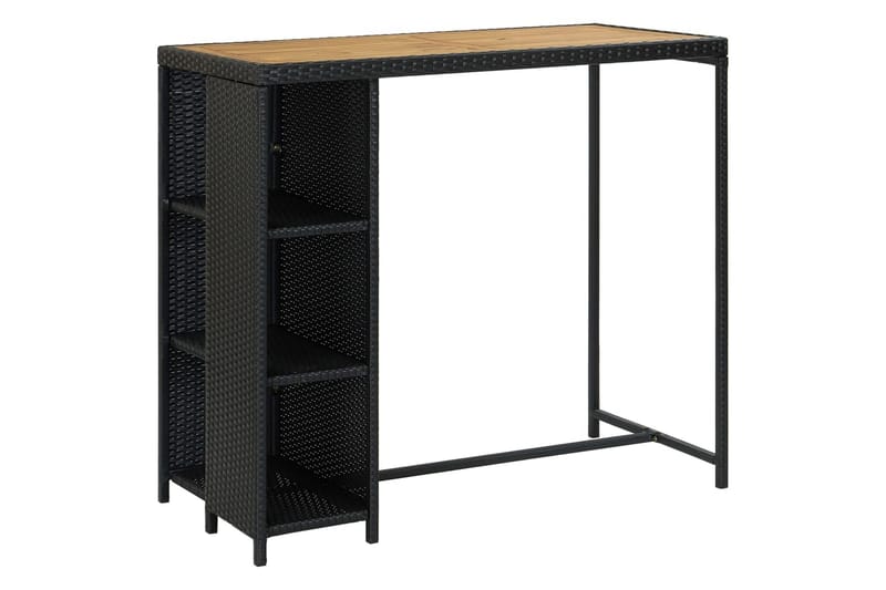 Barbord med förvaringshyllor svart 120x60x110 cm konstrottin - Svart - Möbler - Bord & matgrupper - Barbord & ståbord