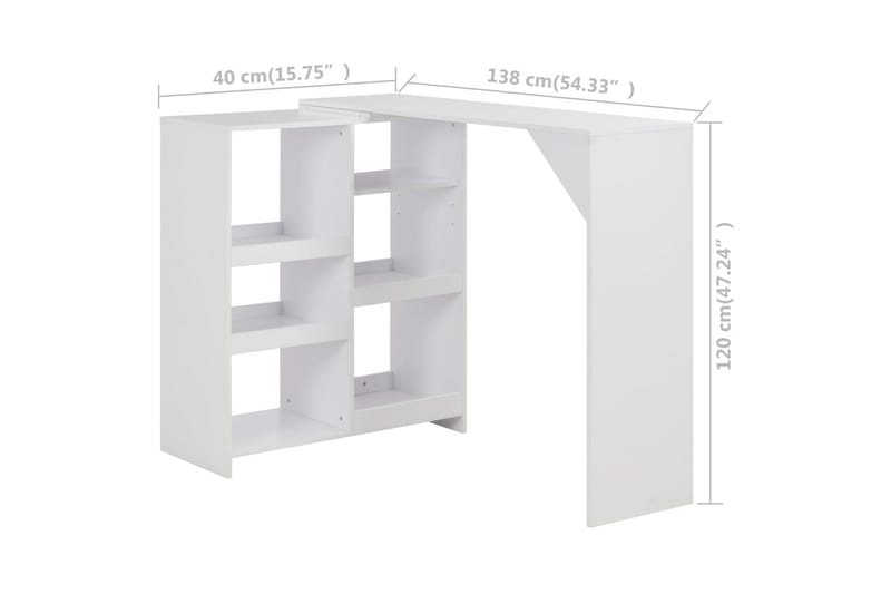 Barbord med flyttbar hylla vit 138x39x110 cm - Vit - Möbler - Bord & matgrupper - Barbord & ståbord