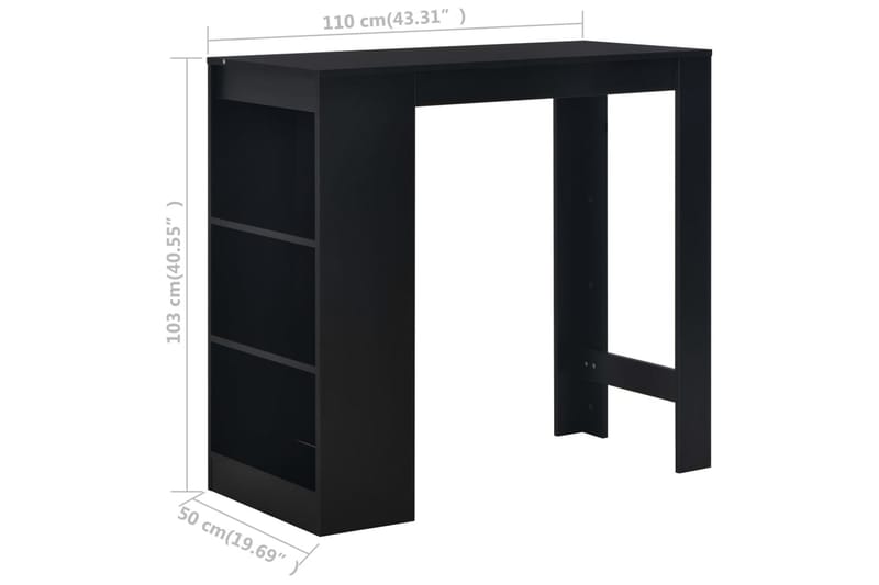 Barbord med hylla svart 110x50x103 cm - Svart - Möbler - Bord & matgrupper - Barbord & ståbord