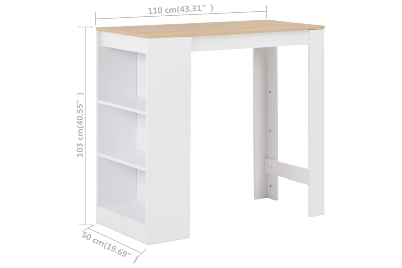 Barbord med hylla vit 110x50x103 cm - Vit - Möbler - Bord & matgrupper - Barbord & ståbord
