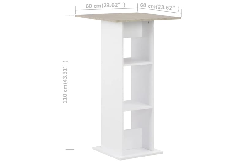 Barbord vit och betonggrå 60x60x110 cm - Vit - Barbord & ståbord