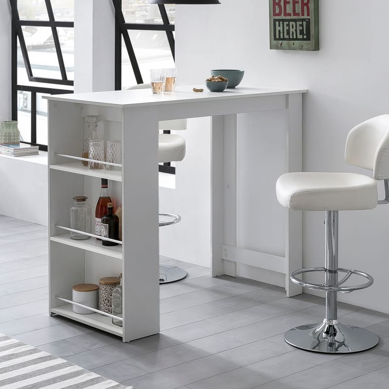 Norova Barbord 120 cm - Vit och silver - Möbler - Bord & matgrupper - Barbord & ståbord