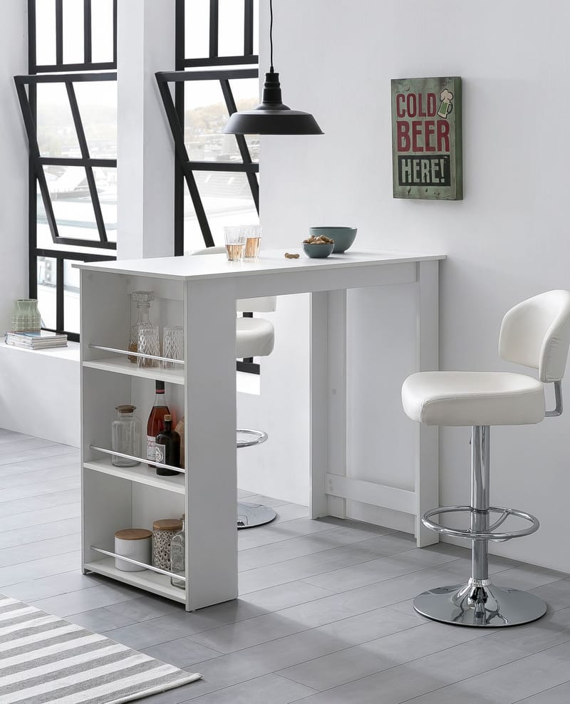 Norova Barbord 120 cm - Vit och silver - Möbler - Bord & matgrupper - Barbord & ståbord