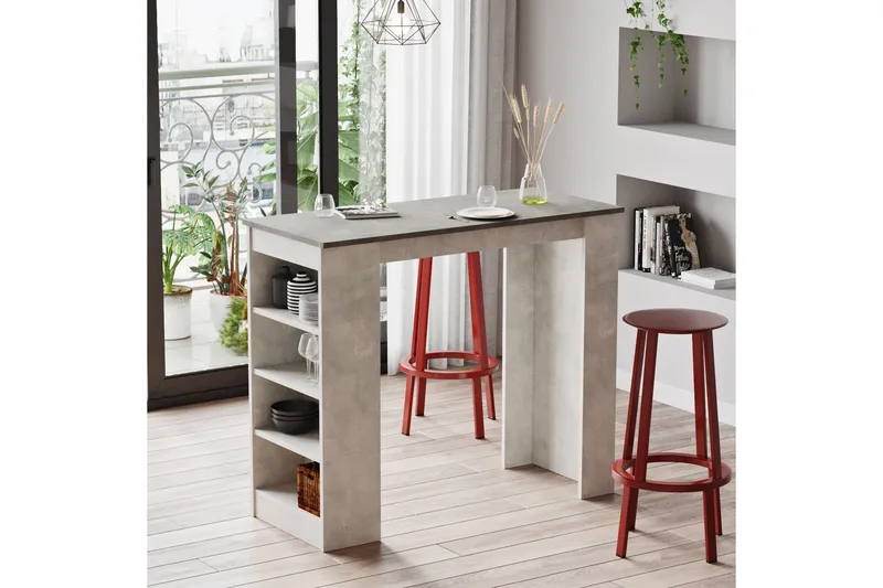 Zambasa Barbord 120 cm - Grå/Natur - Möbler - Bord & matgrupper - Barbord & ståbord