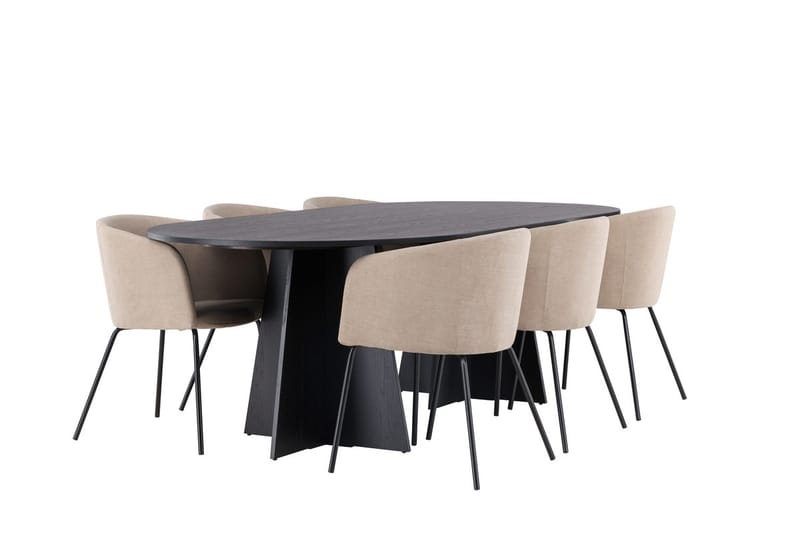Bariso Matbord 230x115x75 cm Oval med 6 Berit Karmstol med Armstöd - Möbler - Bord & matgrupper - Matgrupper