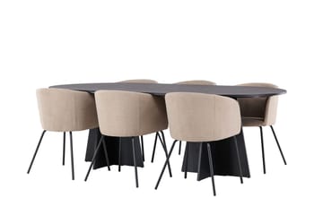 Bariso Matbord 230x115x75 cm Oval med 6 Berit Karmstol med Armstöd - Möbler - Bord & matgrupper - Matgrupper