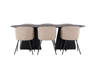 Bariso Matbord 230x115x75 cm Oval med 6 Berit Karmstol med Armstöd - Möbler - Bord & matgrupper - Matgrupper