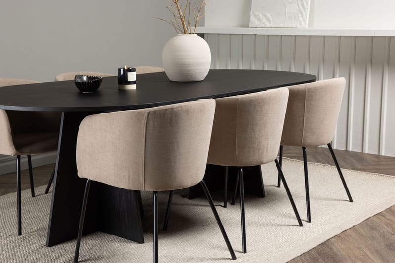 Bariso Matbord 230x115x75 cm Oval med 6 Berit Karmstol med Armstöd - Möbler - Bord & matgrupper - Matgrupper