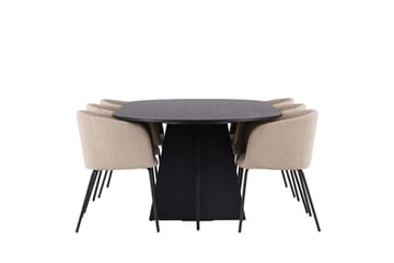 Bariso Matbord 230x115x75 cm Oval med 6 Berit Karmstol med Armstöd - Möbler - Bord & matgrupper - Matgrupper