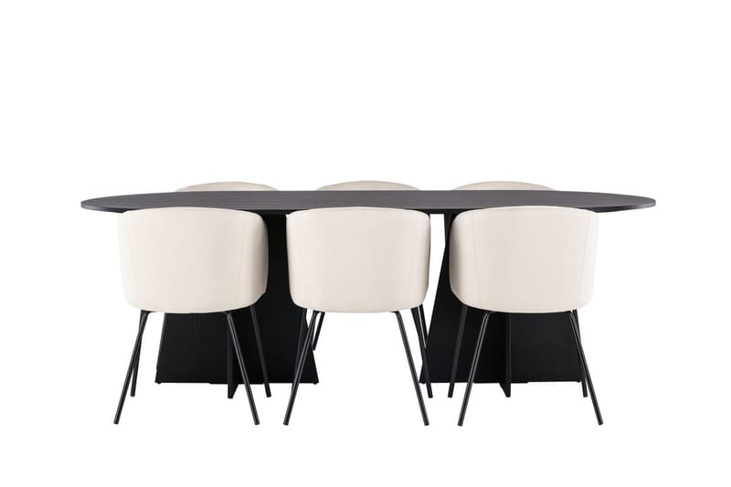 Bariso Matbord 230x115x75 cm Oval med 6 Berit Karmstol Sammet med Armstöd - Möbler - Bord & matgrupper - Matgrupper