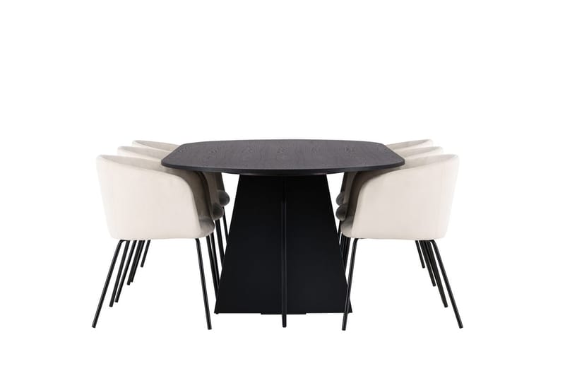 Bariso Matbord 230x115x75 cm Oval med 6 Berit Karmstol Sammet med Armstöd - Möbler - Bord & matgrupper - Matgrupper