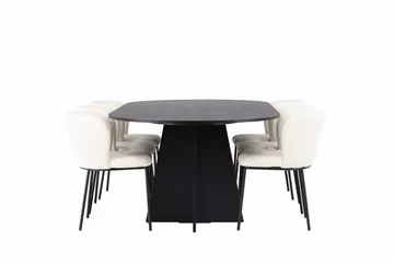 Bariso Matbord 230x115x75 cm Oval med 6 Edina Matstol - Möbler - Bord & matgrupper - Matgrupper