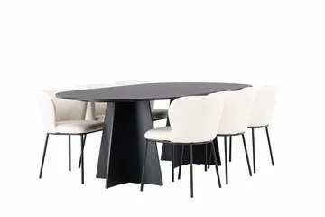 Bariso Matbord 230x115x75 cm Oval med 6 Edina Matstol - Möbler - Bord & matgrupper - Matgrupper