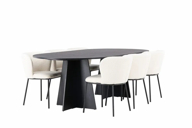 Bariso Matbord 230x115x75 cm Oval med 6 Edina Matstol - Möbler - Bord & matgrupper - Matgrupper