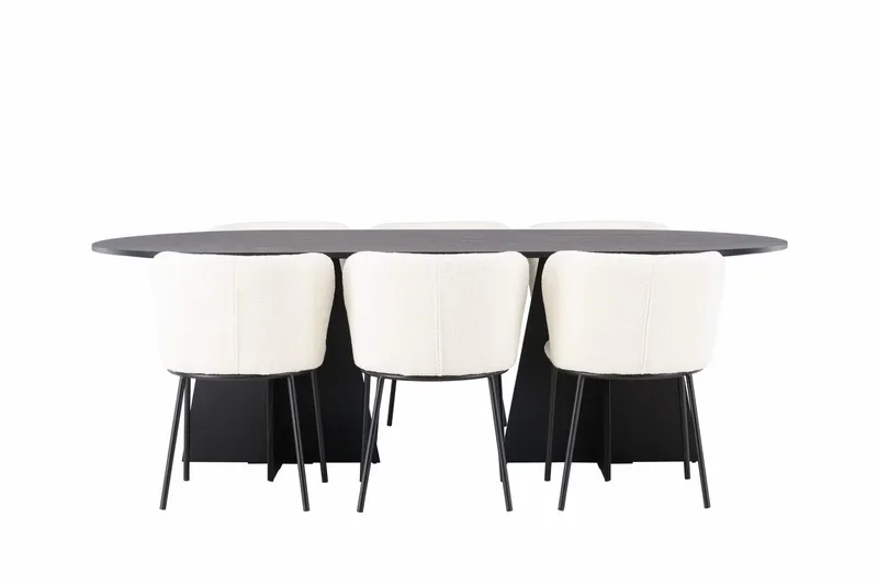 Bariso Matbord 230x115x75 cm Oval med 6 Edina Matstol - Möbler - Bord & matgrupper - Matgrupper