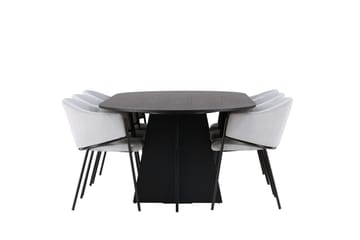Bariso Matbord 230x115x75 cm Oval med 6 Evelina Karmstol - Möbler - Bord & matgrupper - Matgrupper
