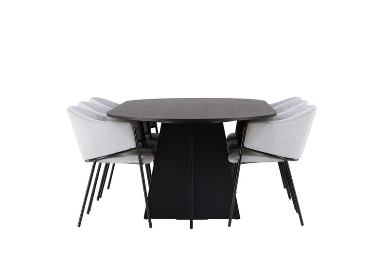 Bariso Matbord 230x115x75 cm Oval med 6 Evelina Karmstol - Möbler - Bord & matgrupper - Matgrupper