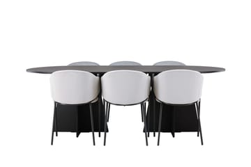 Bariso Matbord 230x115x75 cm Oval med 6 Evelina Karmstol - Möbler - Bord & matgrupper - Matgrupper