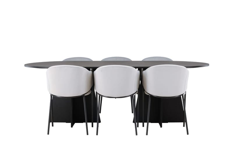 Bariso Matbord 230x115x75 cm Oval med 6 Evelina Karmstol - Möbler - Bord & matgrupper - Matgrupper