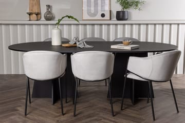 Bariso Matbord 230x115x75 cm Oval med 6 Evelina Karmstol - Möbler - Bord & matgrupper - Matgrupper