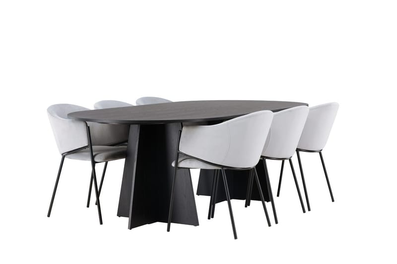 Bariso Matbord 230x115x75 cm Oval med 6 Evelina Karmstol - Möbler - Bord & matgrupper - Matgrupper