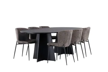 Bariso Matbord 230x115x75 cm Oval med 6 Modesto Matstol - Möbler - Bord & matgrupper - Matgrupper