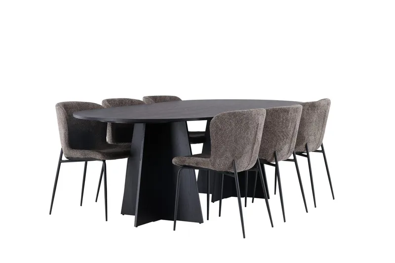 Bariso Matbord 230x115x75 cm Oval med 6 Modesto Matstol - Möbler - Bord & matgrupper - Matgrupper