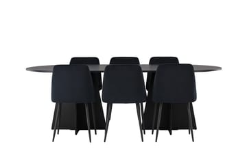 Bariso Matbord 230x115x75 cm Oval med 6 Night Matstol - Möbler - Bord & matgrupper - Matgrupper