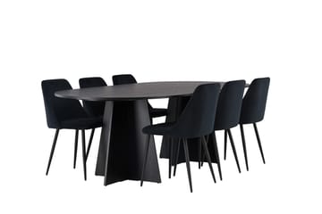 Bariso Matbord 230x115x75 cm Oval med 6 Night Matstol - Möbler - Bord & matgrupper - Matgrupper