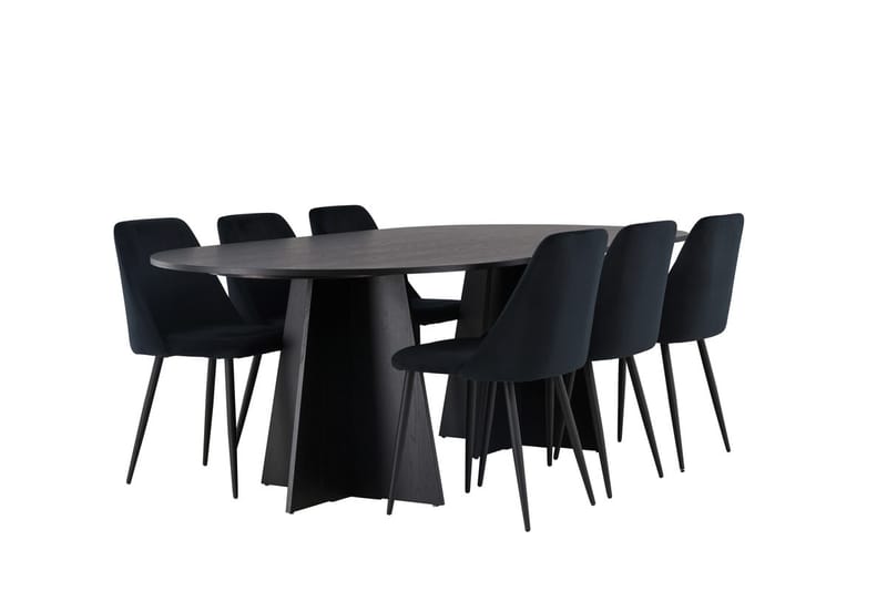 Bariso Matbord 230x115x75 cm Oval med 6 Night Matstol - Möbler - Bord & matgrupper - Matgrupper