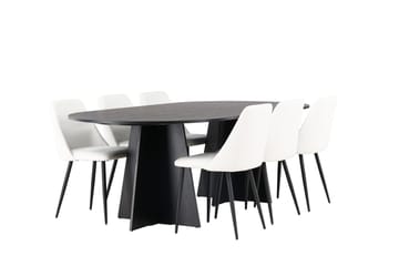 Bariso Matbord 230x115x75 cm Oval med 6 Night Matstol - Möbler - Bord & matgrupper - Matgrupper