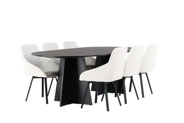 Bariso Matbord 230x115x75 cm Oval med 6 Rosie Matstol - Möbler - Bord & matgrupper - Matgrupper