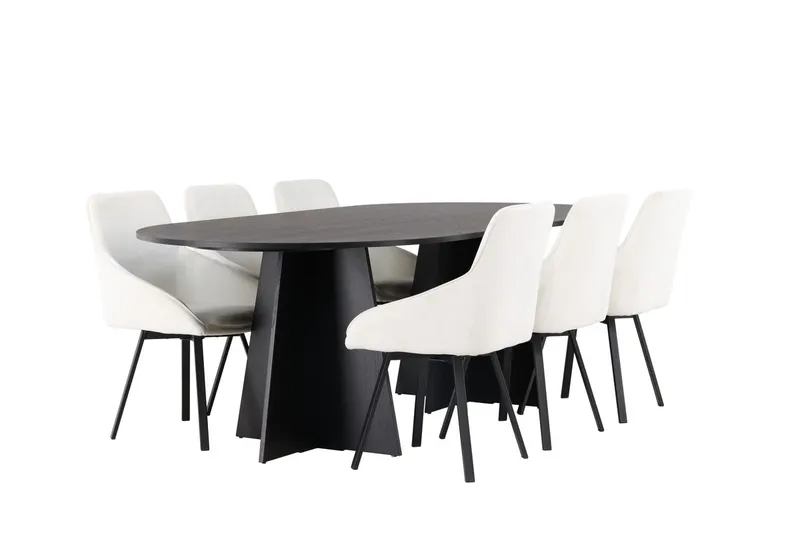 Bariso Matbord 230x115x75 cm Oval med 6 Rosie Matstol - Möbler - Bord & matgrupper - Matgrupper