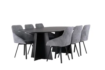 Bariso Matbord 230x115x75 cm Oval med 6 Rosie Matstol - Möbler - Bord & matgrupper - Matgrupper
